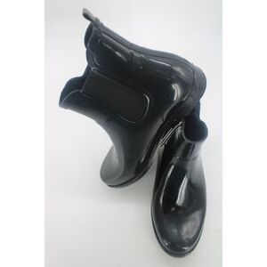 Michael Kors Women's Black Short Rubber Rain Boot Chelsea Ankle  Size 10 M